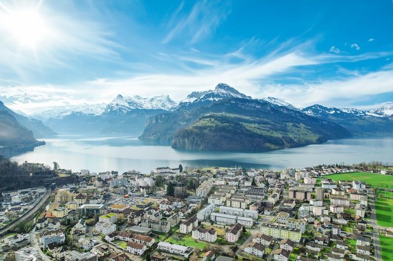 Lake Lucerne out of the small touristic town of Brunnen photo copyright Nico Martinez / 44Cup taken at  and featuring the RC44 class