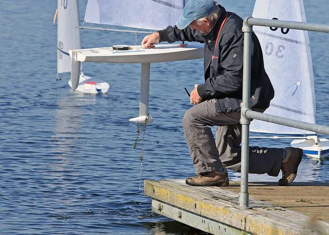 Weeding during the RC Laser Nationals at Poole photo copyright Mike Millard taken at Poole Radio Yacht Club and featuring the RC Laser class