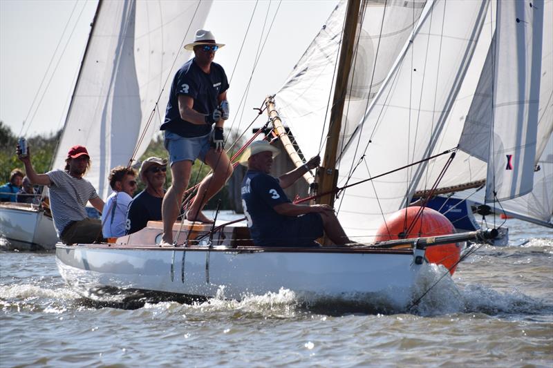 River Cruiser Amaryllis in the Bloodbath Race during Oulton Week 2019 photo copyright Trish Barnes taken at Waveney & Oulton Broad Yacht Club and featuring the River Cruiser class