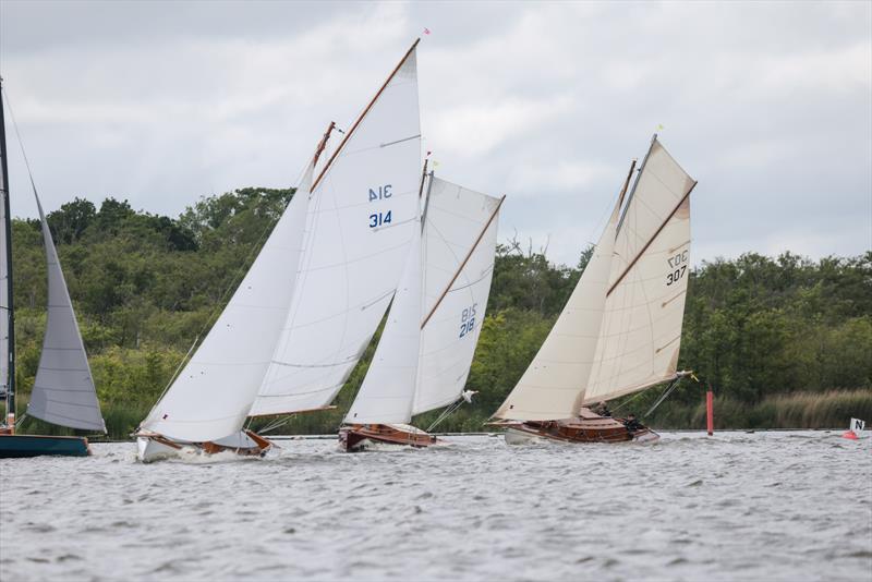Saturday fleet A racing - River Cruiser Weekend on Barton Broad photo copyright Robin Myerscough taken at Norfolk Punt Club and featuring the River Cruiser class