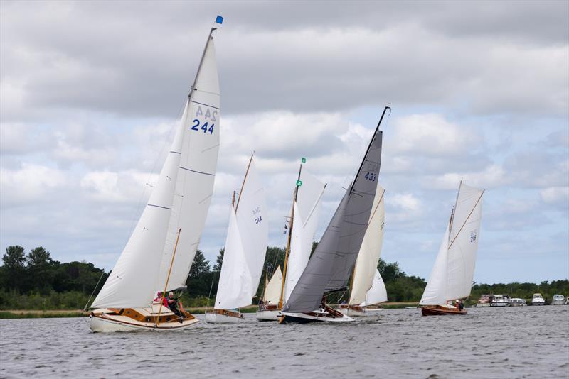Sunday fleet A start - River Cruiser Weekend on Barton Broad photo copyright Robin Myerscough taken at Norfolk Punt Club and featuring the River Cruiser class