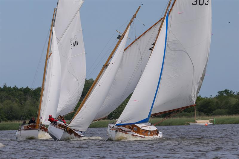 Sunday fleet B racing - River Cruiser Weekend on Barton Broad photo copyright Robin Myerscough taken at Norfolk Punt Club and featuring the River Cruiser class