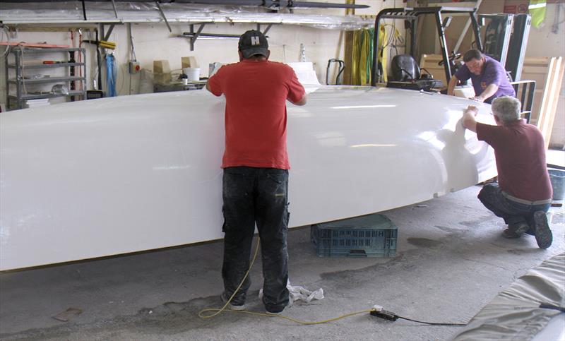 Finishing a Sonar hull at Rondar Boats - photo © Mark Jardine