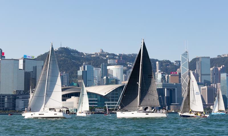 Starting in the heart of the City. Sun Hung Kai and Co. Around the Island Race 2021 photo copyright RHKYC / Guy Nowell taken at Royal Hong Kong Yacht Club and featuring the  class