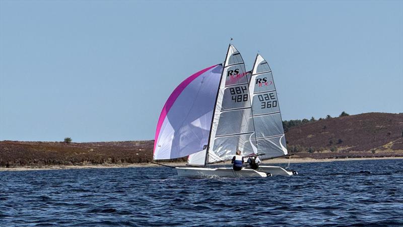 RS100's having a go during the Border Counties Midweek Series at Llyn Brenig photo copyright Chris Rawes taken at Llyn Brenig Sailing Club and featuring the RS100 class