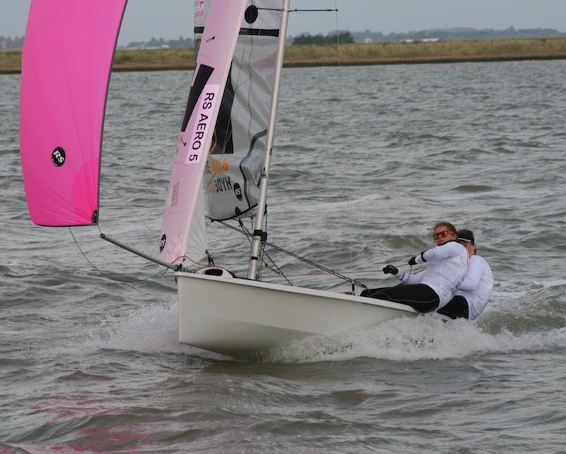RS Aero 5 sailors Will Taylor and Fiona Mulcahy in full flight on day 1 of the Endeavour Trophy photo copyright Sue Pelling taken at Royal Corinthian Yacht Club, Burnham and featuring the RS200 class