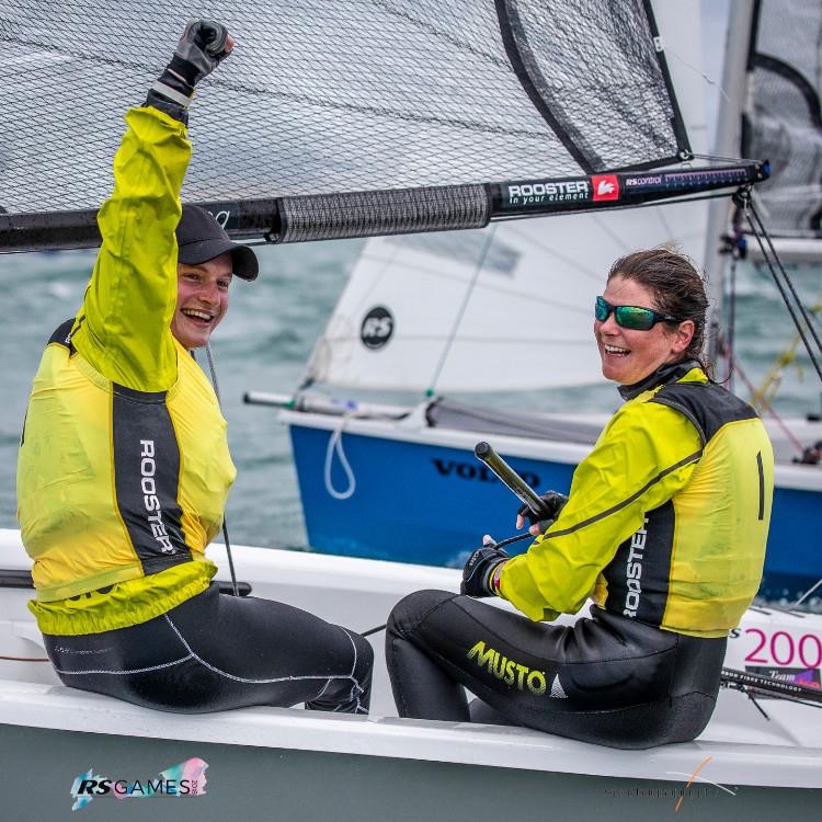 Maria Stanley and Rob Henderson win the RS200 UK Nationals at the RS Games at the WPNSA photo copyright Alex & David Irwin / www.sportography.tv taken at Weymouth & Portland Sailing Academy and featuring the RS200 class