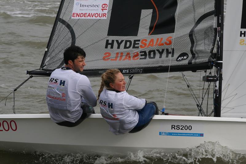 James Peters and Maddy Anderson (RS200) winning the first race of day 2 at the Endeavour Trophy 2019 - photo © Roger Mant Photography