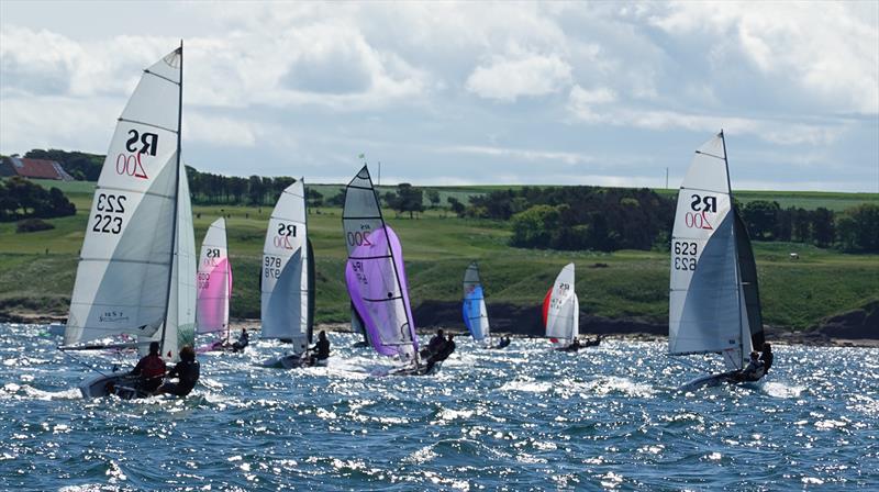 RS200s sailing downwind with spinnakers flying during the East Lothian Yacht Club 2021 Regatta - photo © Derek Braid