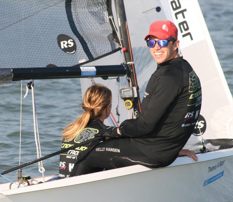 Overnight leaders after four races, Ben Palmer and Amy Seabright, on day 1 of the 60th Endeavour Trophy photo copyright Sue Pelling taken at Royal Corinthian Yacht Club and featuring the RS200 class