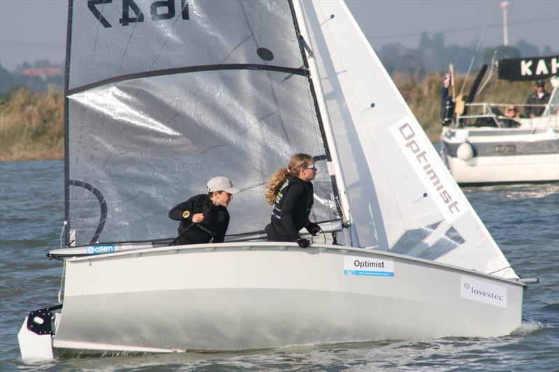 Super consistent Optimist sailors, Patrick Bromilow and Tabitha Davies enjoy two third places on day 1 of the 60th Endeavour Trophy photo copyright Sue Pelling taken at Royal Corinthian Yacht Club, Burnham and featuring the RS200 class