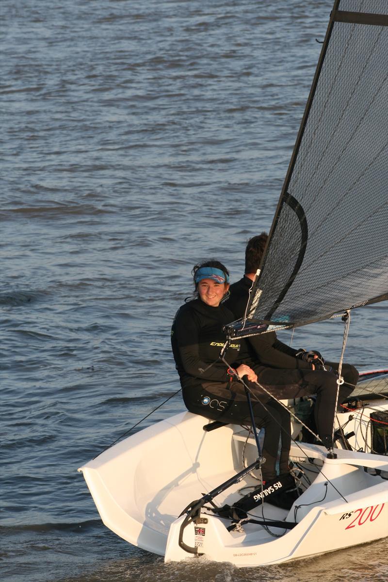 Millie Irish and Joe Warwicker won the final race by over a minute on day 1 of the 60th Endeavour Trophy photo copyright Sue Pelling taken at Royal Corinthian Yacht Club, Burnham and featuring the RS200 class