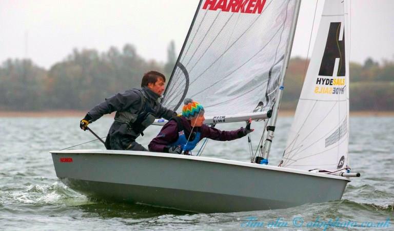 Ben Saxton and Izzy Hamilton sailing to victory at the RS200 Inlands 2018 photo copyright Tim Olin / www.olinphoto.co.uk taken at Grafham Water Sailing Club and featuring the RS200 class