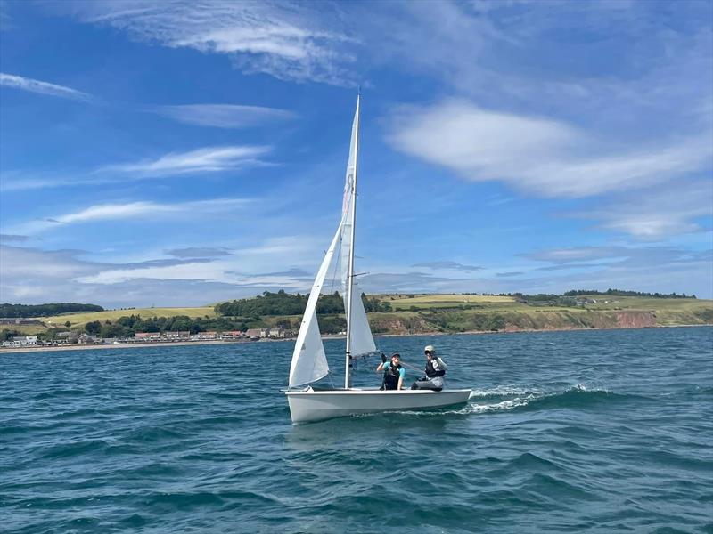 Calum and Ellen take a break from dolphin-spotting during the RS200 Scottish Travellers at Aberdeen and Stonehaven Yacht Club photo copyright Tony Ray taken at Aberdeen & Stonehaven Yacht Club and featuring the RS200 class