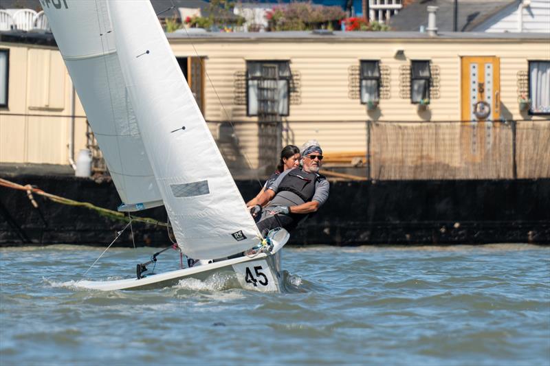 One of the main driving forces behind the Dinghies Burnham Week, Marcus Collingbourne, crewing for Jo Tribe on Day 3 of Burnham Week 2025 photo copyright Petru Balau Sports Photography / sports.hub47.com taken at Royal Corinthian Yacht Club and featuring the RS200 class