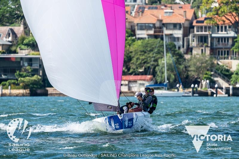 An RS21 under spinnaker during last year's Sailing Champions League photo copyright Beau Outteridge taken at Mornington Yacht Club and featuring the RS21 class