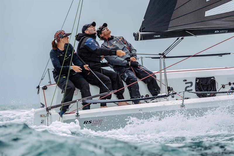 Three Kiwi team parents - Alison Morrish, Geoff Rasmussen and Kent Russell competing in the RS21 British Championship at the RS Games - July 2022 - photo © RS Sailing