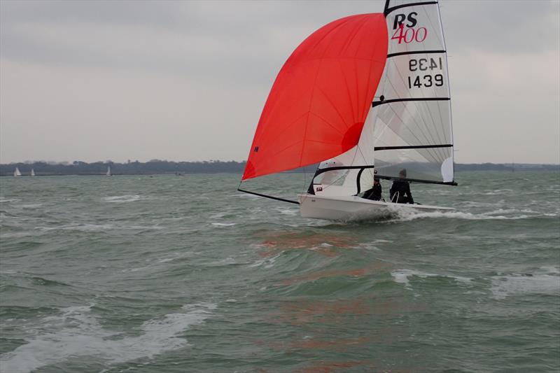 Kevin Podger and Heather Chipperfield (in their new RS400) in the LTSC Sunday Early Points Series day 3 photo copyright Keith Willis taken at Lymington Town Sailing Club and featuring the RS400 class