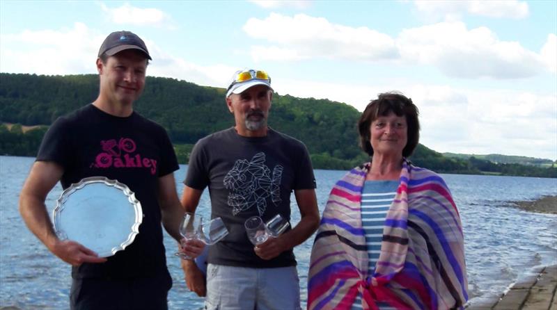 Lord Birkett Memorial Trophy 2018 winners Dave Exley and Nigel Hall with Victoria Cliff Hodges photo copyright Sue Giles taken at Ullswater Yacht Club and featuring the RS400 class