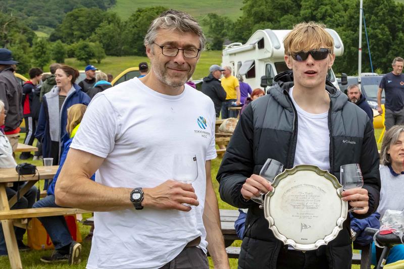 Lord Birkett Memorial Trophy at Ullswater: winners Alistair Coates and Ben Tylecote with the trophy photo copyright Tim Olin / www.olinphoto.co.uk taken at Ullswater Yacht Club and featuring the RS400 class