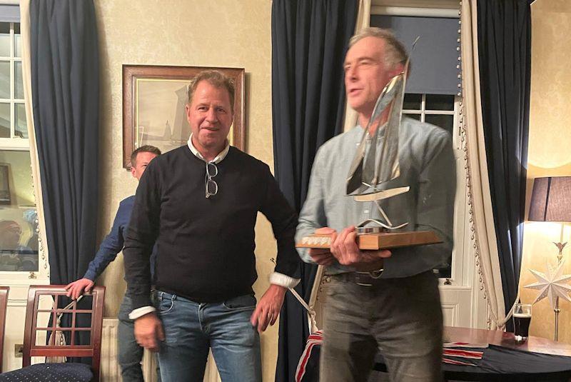 Peter Kennedy and Stephen Kane collect the trophy for the second year in a row - Rockshore Bosun Bobs RS400 Winter Series at Royal North of Ireland YC photo copyright Neil Mathews taken at Royal North of Ireland Yacht Club and featuring the RS400 class
