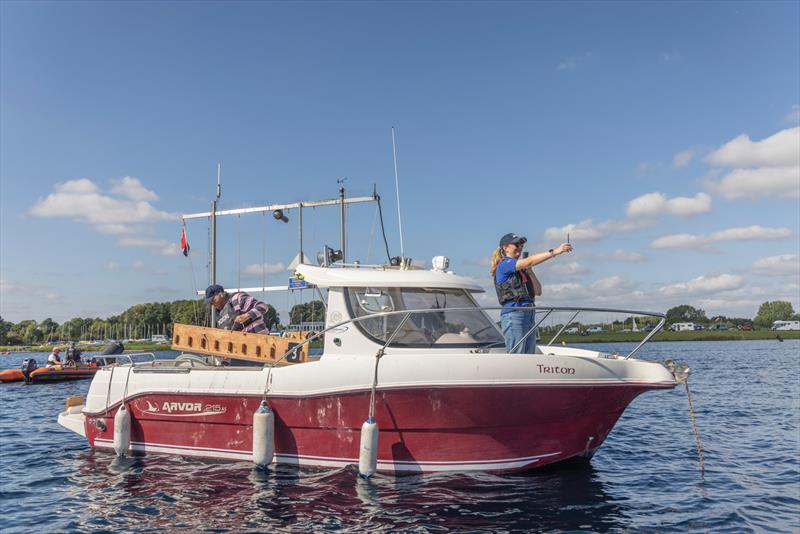 The Race Officer Rebecca Ogden trying to find the wind during the RS400 Northern Championship 2023 at Notts County  photo copyright David Eberlin taken at  and featuring the RS400 class
