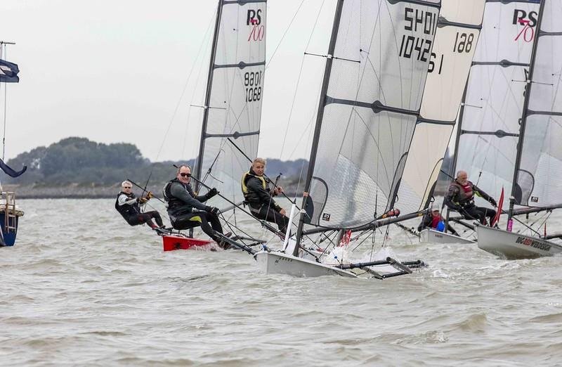 Busy startline during the RS700 Rooster National Tour at Brightlingsea Skiff Fest photo copyright Tim Olin / www.olinphoto.co.uk taken at Brightlingsea Sailing Club and featuring the RS700 class