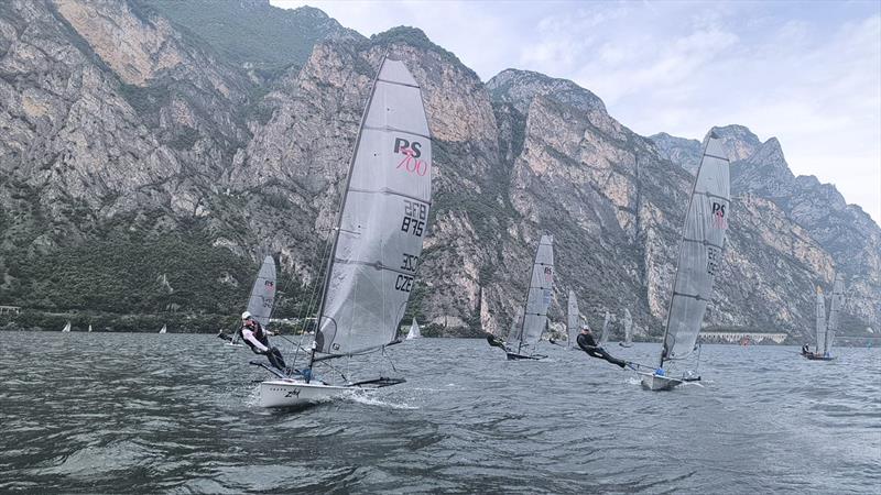 Blue Garden Riva Cup 2025 RS700 European Championships - Fleet upwind photo copyright RS Class Association taken at Fraglia Vela Riva and featuring the RS700 class