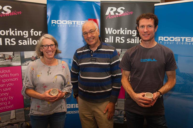 (l-r) Emma McEwen, RSC Commodore John Fothergill and Luke McEwen at the RS800 End of Season Regatta at Rutland photo copyright Peter Fothergill / www.fothergillphotography.com taken at Rutland Sailing Club and featuring the RS800 class