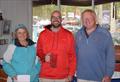 Diane Kampf (Regatta Chair), Chris Stow (second overall), and Charlie Cooper (PRO) at the RS Aeros at the 69th Massapoag Regatta © Diane Kampf