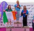 Chloe George atop the women's podium ay the RS Aero 5 European Championship &copy; Phil Jackson / www.digitalsailing.co.uk