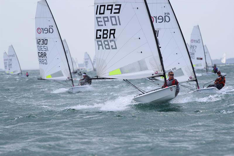 Cameron Smith (GBR) being chased down at the Carnac RS Aero Worlds photo copyright Steve Greenwood taken at Yacht Club de Carnac and featuring the RS Aero class