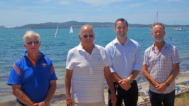 Peter Malloch (Vice Commodore, PSSAC), Bill Haskell (Commodore, PSYC), Ryan Palmer (Port Stephens Mayor), Steve Rae (Commodore, NCYC) - photo © Simon Macs