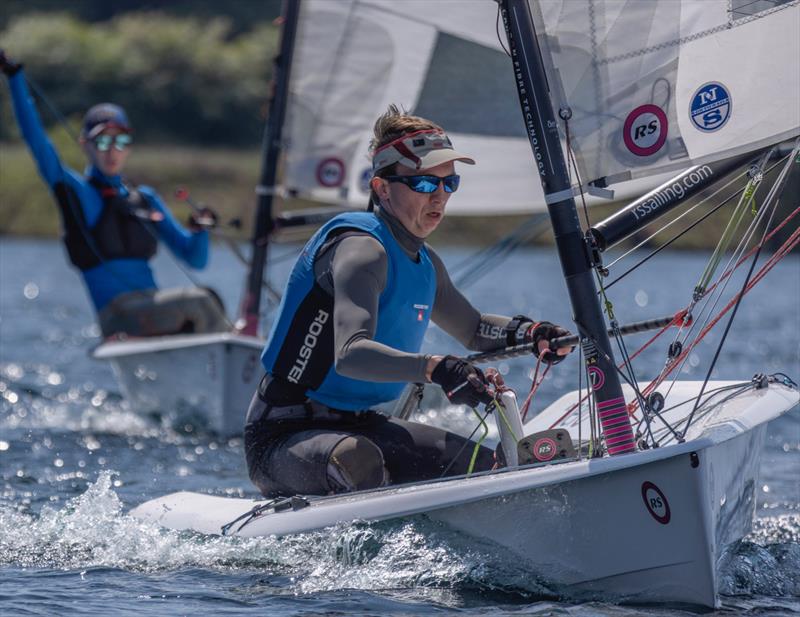 Joe Scurrah just ahead of Sam Grayton during the Notts County Sailing Club Aero Open photo copyright David Eberlin taken at Notts County Sailing Club and featuring the RS Aero 7 class