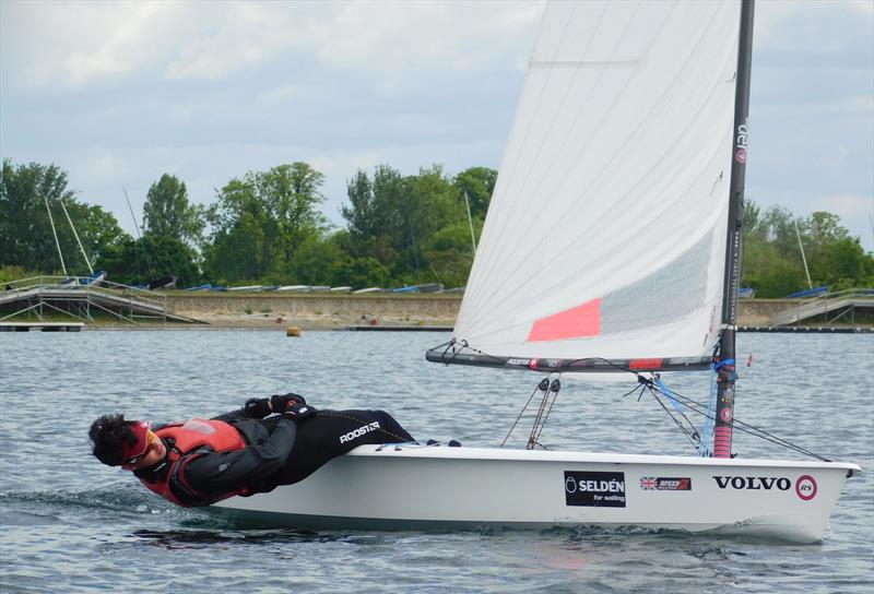 Hiking lesson from Tim Hire on the layline approaching windward mark - RS Aero Spring Championship at Island Barn - photo © Kate Symons