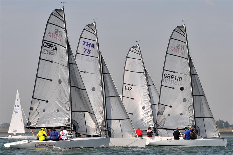 Legs Eleven (GBR 110) leading the pack before going on to win the RS Elite Eastern Championship at Burnham Week 2019 photo copyright Alan Hanna taken at Royal Burnham Yacht Club and featuring the RS Elite class