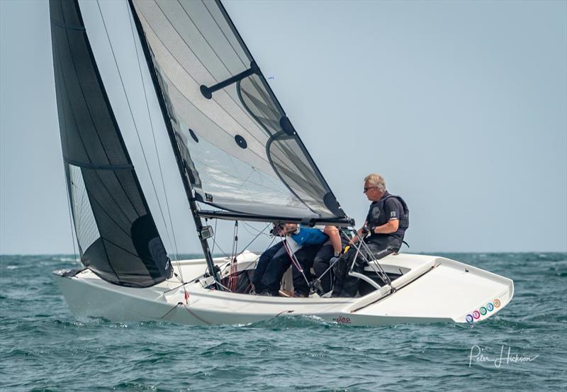 Paul Fisk crewed by Richard Tucker and Pippa Jubb sailing Legs Eleven photo copyright Peter Hickson taken at Strangford Lough Yacht Club and featuring the RS Elite class