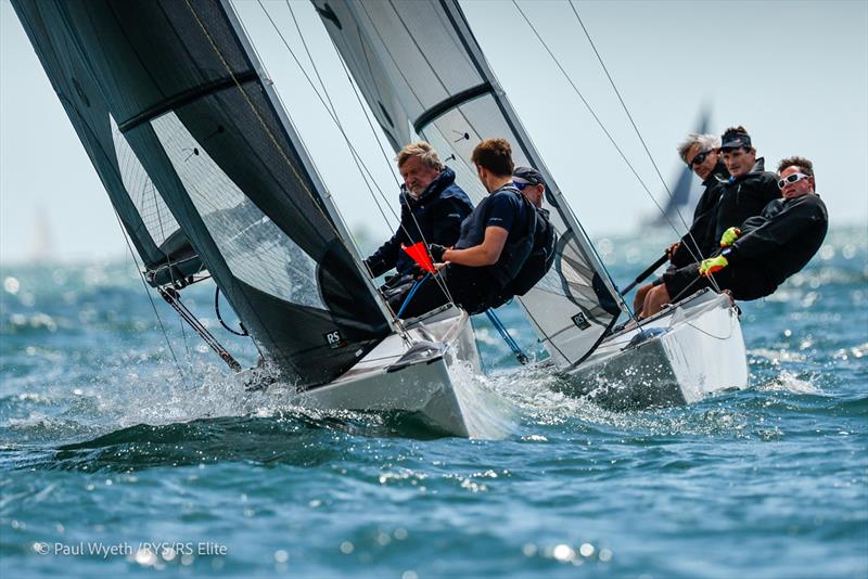 The Final Showdown Ossie Stewart's More T Vicar leads Russell Peters' Riff Raff photo copyright Paul Wyeth / www.pwpictures.com taken at Royal Yacht Squadron and featuring the RS Elite class