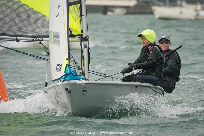 Seb Menzies and Robbie Wooldridge during the New Zealand RS Feva Nationals photo copyright Suellen Davies taken at Royal Akarana Yacht Club and featuring the RS Feva class