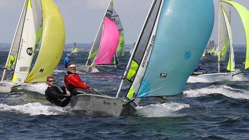 RS Feva sailing in Rooster Kit photo copyright Peter Newton taken at Weymouth & Portland Sailing Academy and featuring the RS Feva class