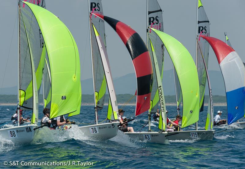 2013 RS Feva worlds day 2 photo copyright S&T Communications / J.R. Taylor taken at Compagnia della Vela Grosseto and featuring the RS Feva class