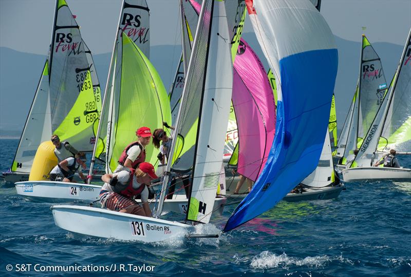 2013 RS Feva worlds day 3 photo copyright S&T Communications / J.R. Taylor taken at Compagnia della Vela Grosseto and featuring the RS Feva class