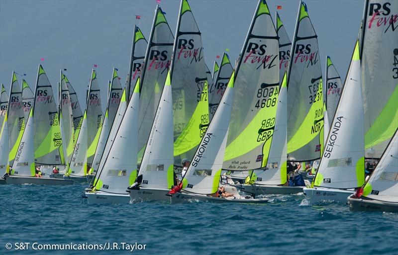 2013 RS Feva worlds day 4 photo copyright S&T Communications / J.R. Taylor taken at Compagnia della Vela Grosseto and featuring the RS Feva class