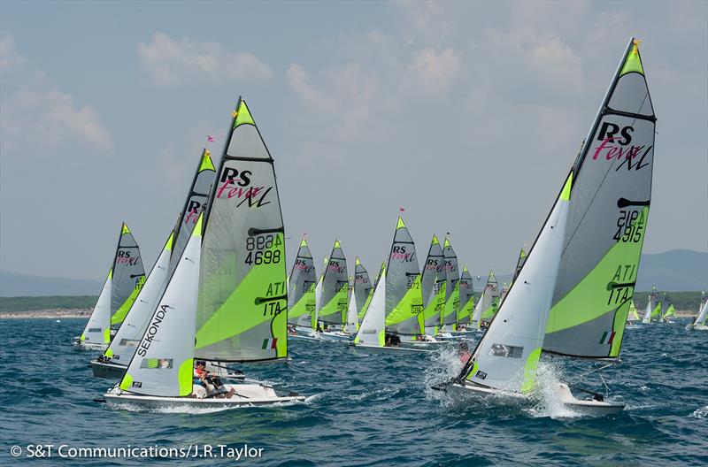 2013 RS Feva worlds day 5 photo copyright S&T Communications / J.R. Taylor taken at Compagnia della Vela Grosseto and featuring the RS Feva class