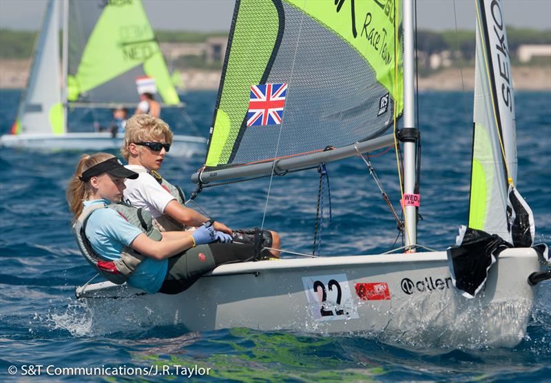 2013 RS Feva worlds day 5 photo copyright S&T Communications / J.R. Taylor taken at Compagnia della Vela Grosseto and featuring the RS Feva class