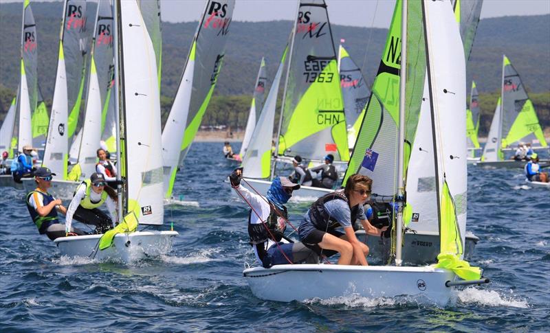 New Zealand crews in action on Day 1 of the 2019 RS Feva World Championships, Follonica Bay, Italy - photo © Elena Giolai / Fraglia Vela Riva