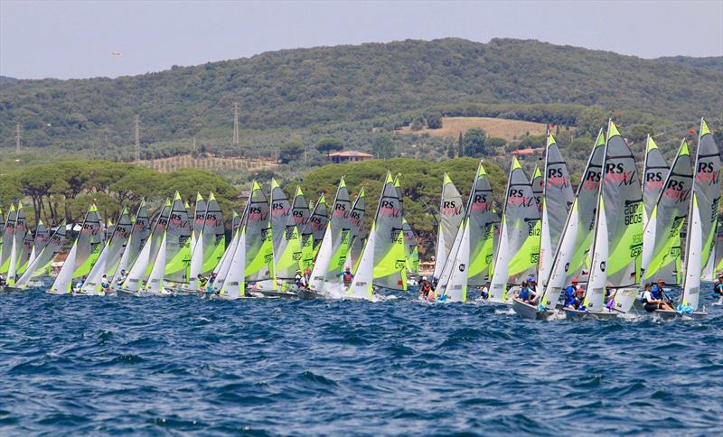 New Zealand crews in action on Day 1 of the 2019 RS Feva World Championships, Follonica Bay, Italy - photo © Elena Giolai / Fraglia Vela Riva