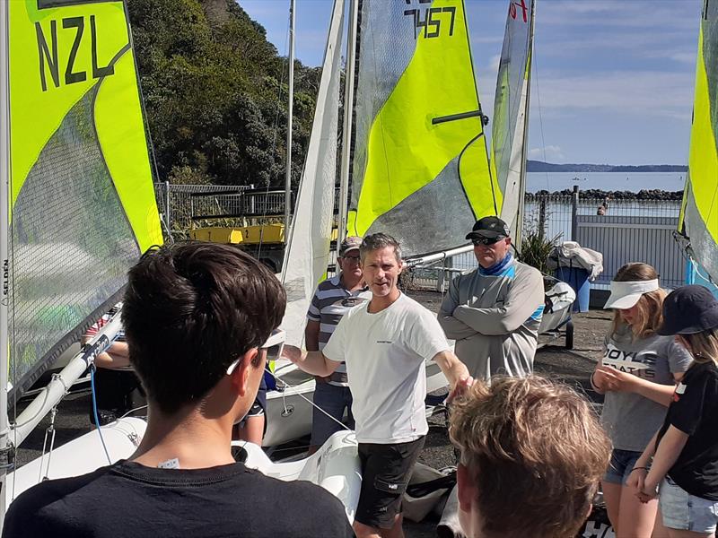 Simon Cooke was on hand to give some rigging tips for the fleet. - photo © NZ Sailcraft