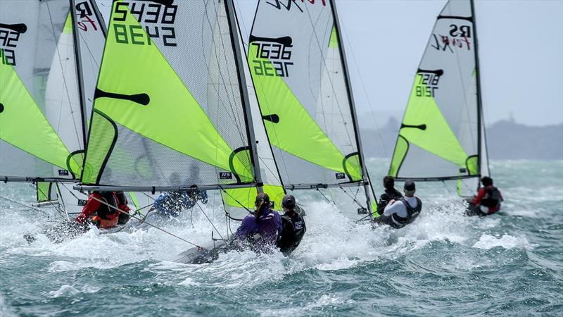 The RS Feva has proven a great stepping stone into two handed racing with gennakers. They are also very durable and easy to transport and maintain and attract a big fleet in NZ - photo © RS Sailing