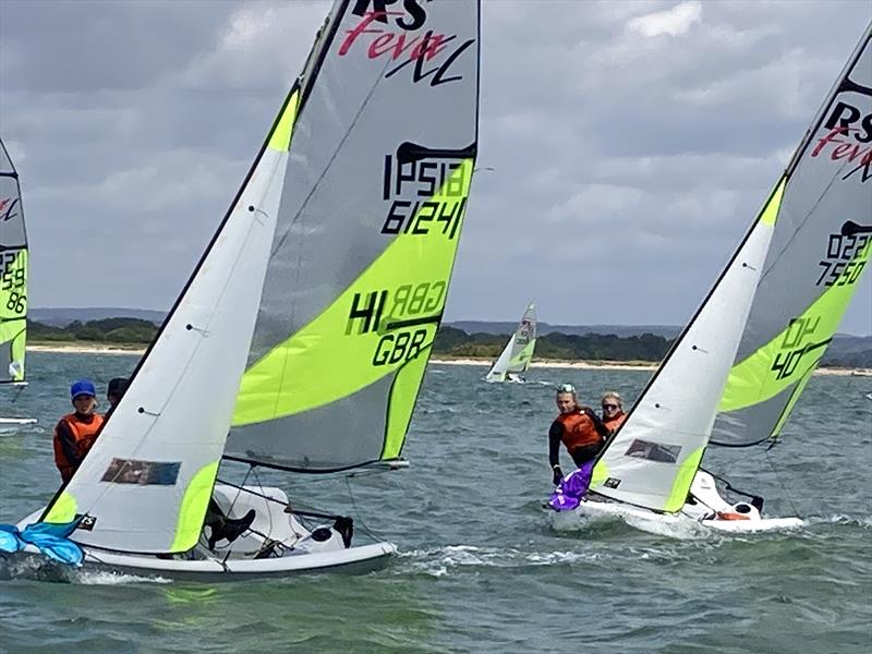 Dirk & Jonny chased by Freya & Joanna at the 70th National Schools Championship held at Itchenor - photo © Kate Hutchinson